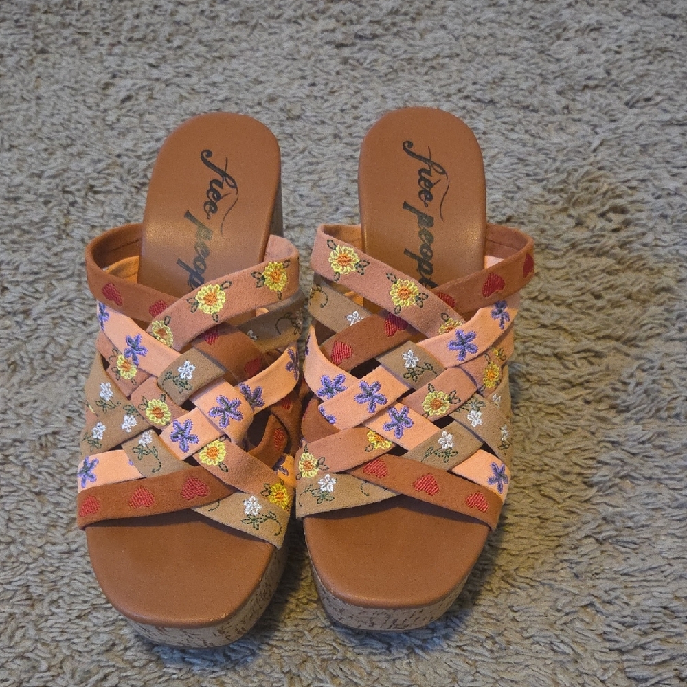 Free People Multicolor Embroidered Sandals